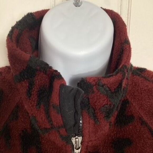 KERRITS Womens Fleece Full Zip Jacket Sz M Equestrian Horse Stretch Red Black - Picture 3 of 8